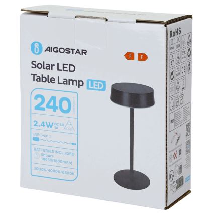 Aigostar - LED-Solarlampe LED/2,4W/5V IP44 1800 mAh