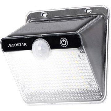 Aigostar - LED Solarlampe mit Bewegungssensor LED/3,7V 6500K 1200 mAh IP65 Schwarz