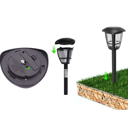 Aigostar - LED Solarleuchte LED/0,06W/2V 100 mAh 33,8 cm 6500K IP44 schwarz