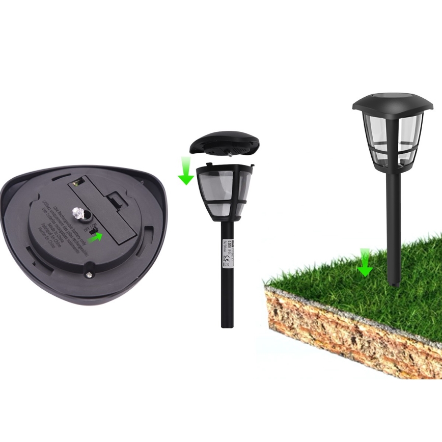 Aigostar - LED Solarleuchte LED/0,06W/2V 100 mAh 33,8 cm 6500K IP44 schwarz