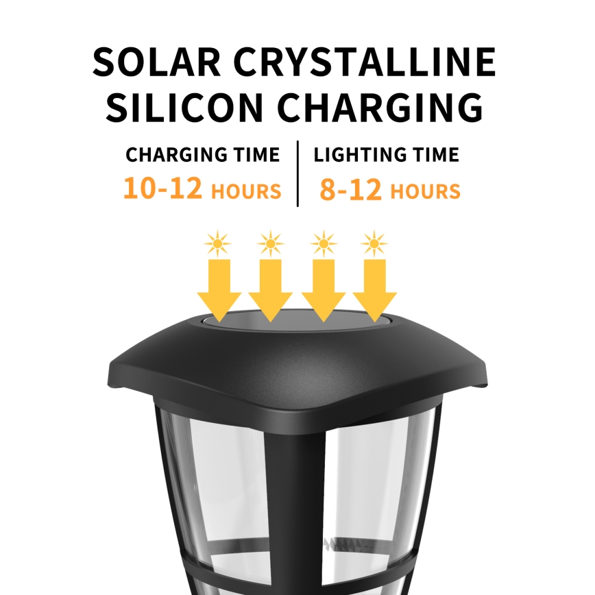 Aigostar - LED Solarleuchte LED/0,06W/2V 100 mAh 33,8 cm 6500K IP44 schwarz