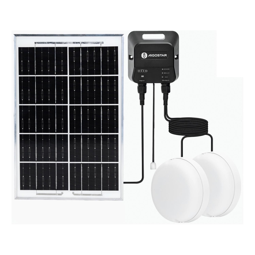 Aigostar - LED-Solarleuchte 2xLED/35W/12V 6000 mAh 6500K d 16,8 cm + Fernbedienung