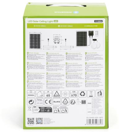 Aigostar - LED-Solarleuchte 2xLED/35W/12V 6000 mAh 6500K d 16,8 cm + Fernbedienung