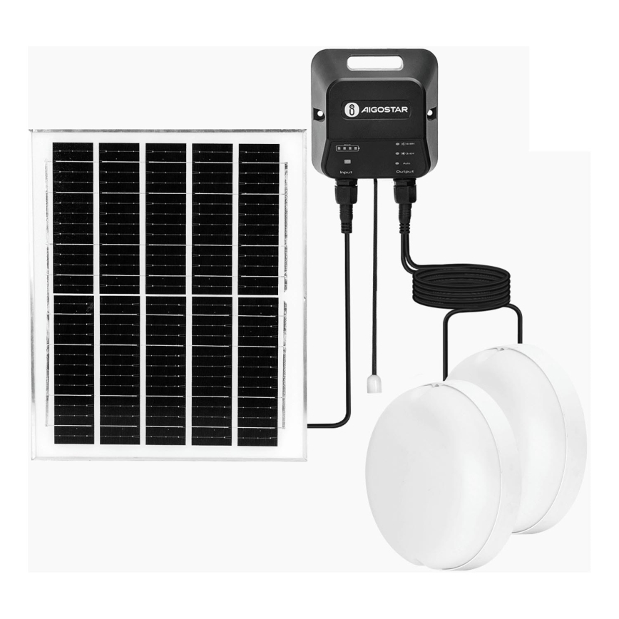 Aigostar - LED-Solarleuchte 2xLED/70W/12V 12000 mAh 6500K d 20,5 cm + Fernbedienung