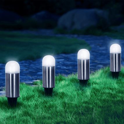 Aigostar - LED-Solarleuchte LED/0,006W/1,2V 20cm matt Chrom 40 mAh 6500K IP44