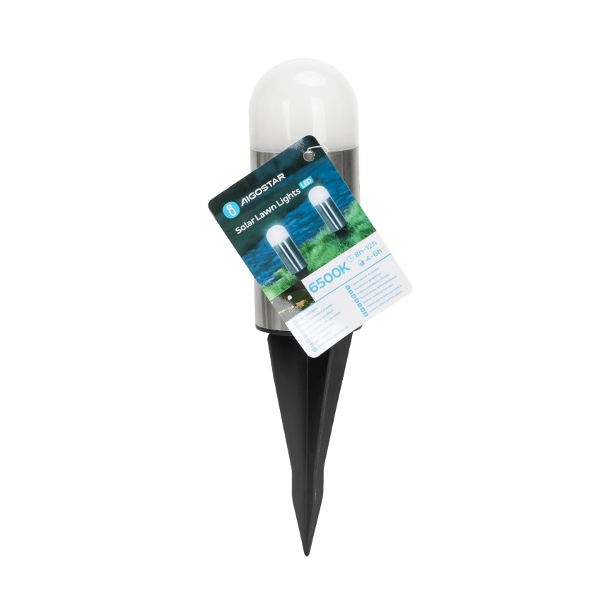 Aigostar - LED-Solarleuchte LED/0,006W/1,2V 20cm matt Chrom 40 mAh 6500K IP44