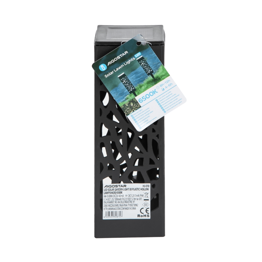 Aigostar - LED-Solarleuchte LED/0,006W/1,2V 28,5cm schwarz 100 mAh 6500K  IP44