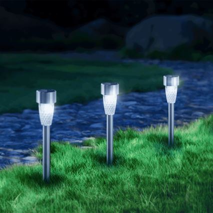 Aigostar - LED-Solarleuchte LED/0,006W/1,2V 40 mAh 29,7 cm matt Chrom 6500K IP44