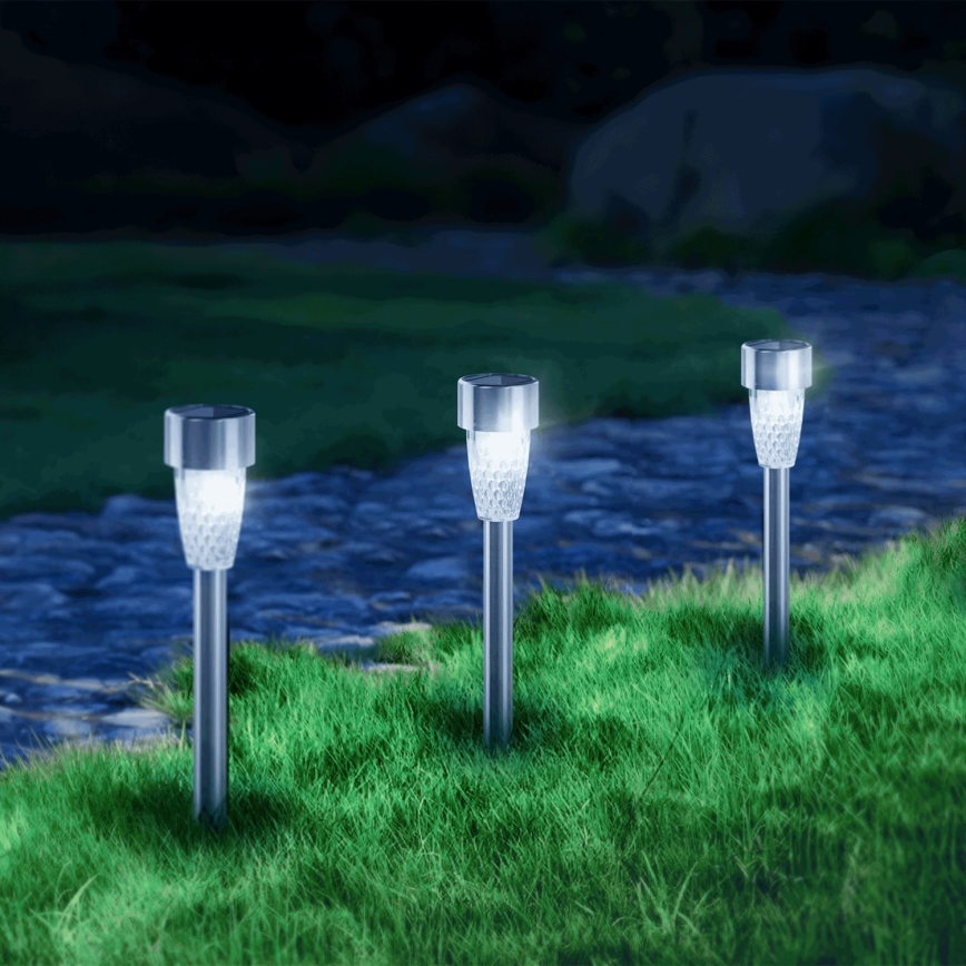 Aigostar - LED-Solarleuchte LED/0,006W/1,2V 40 mAh 29,7 cm matt Chrom 6500K IP44