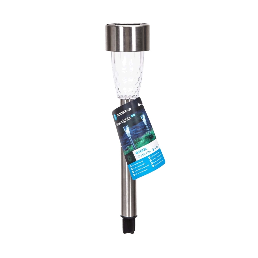 Aigostar - LED-Solarleuchte LED/0,006W/1,2V 40 mAh 29,7 cm matt Chrom 6500K IP44