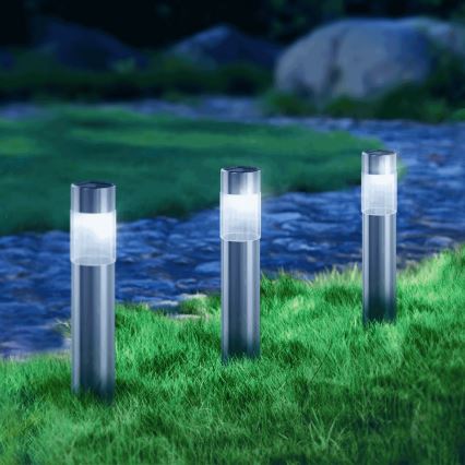 Aigostar - LED-Solarleuchte LED/0,006W/1,2V 31,5 cm 100 mAh matt Chrom 6500K IP44