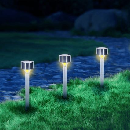 Aigostar - LED-Solarleuchte LED/0,006W/1,2V 32cm matt Chrom 200 mAh 2700K IP44