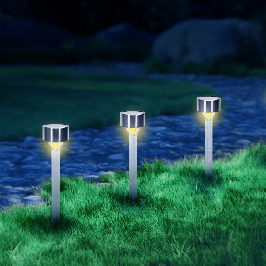 Aigostar - LED-Solarleuchte LED/0,006W/1,2V 32cm matt Chrom 200 mAh 2700K IP44
