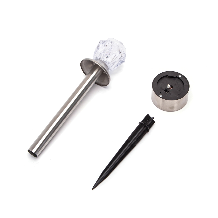 Aigostar - LED-Solarleuchte LED/0,006W/1,2V 35,5cm matt Chrom 100 mAh 3000K IP44