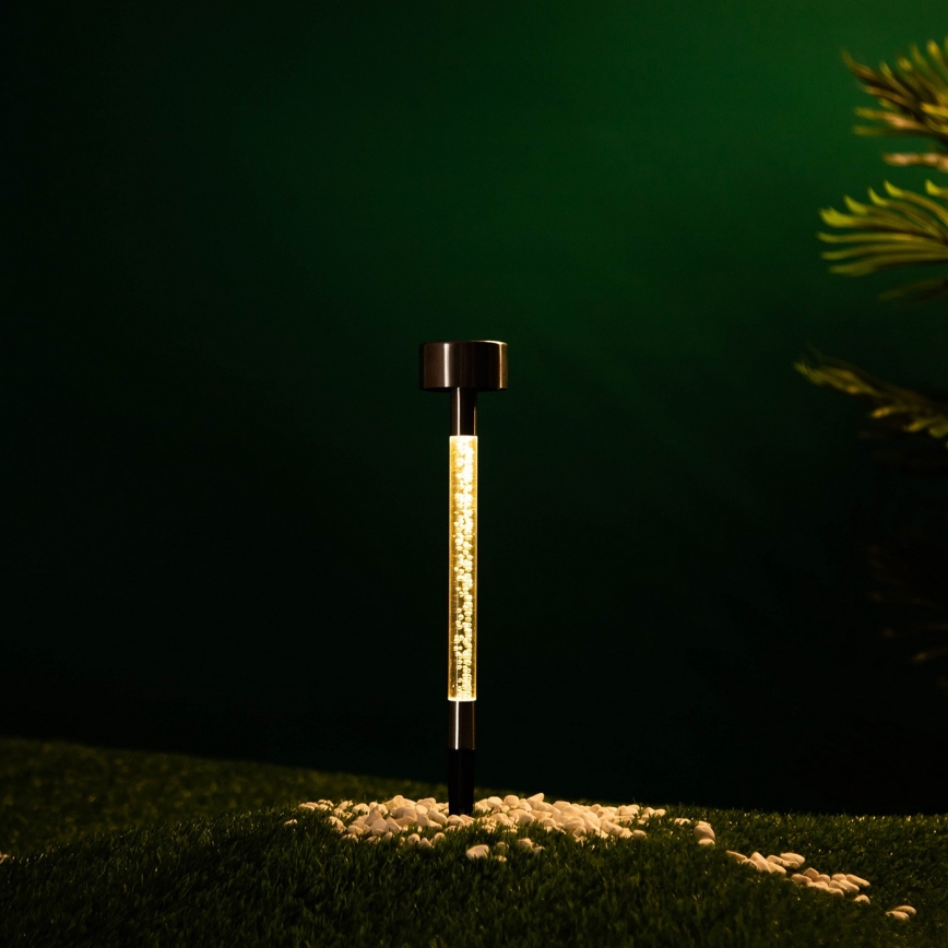 Aigostar - LED-Solarleuchte LED/0,006W/1,2V 36,7cm matt Chrom 2700K 40 mAh IP44