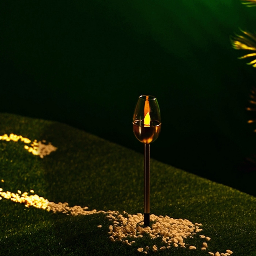 Aigostar - LED-Solarleuchte LED/0,006W/1,2V 38,2cm matt Chrom 2700K IP44 40 mAh