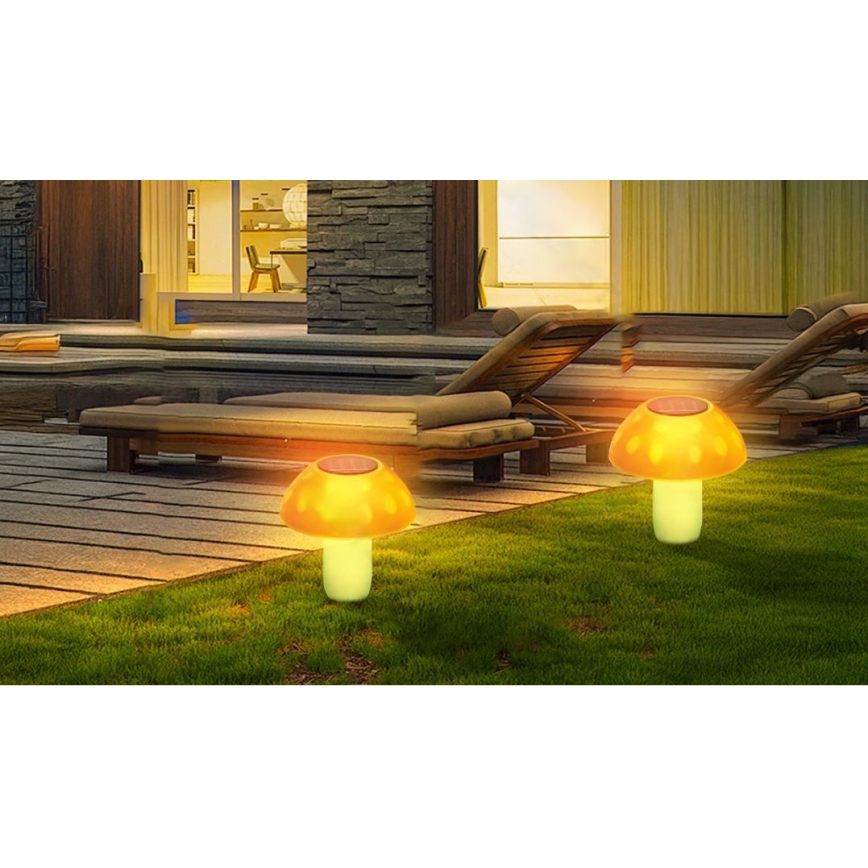 Aigostar - LED-Solarleuchte LED/0,024W/1,2V 200 mAh 2700K IP44 Steinpilz