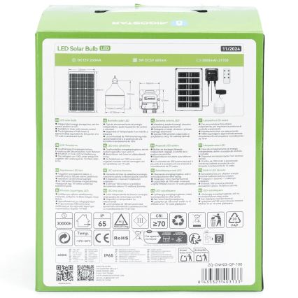 Aigostar - LED Solar-Pendelleuchte LED/35W/12V 3000 mAh 6500K IP65 Ø 10 cm + Fernbedienung