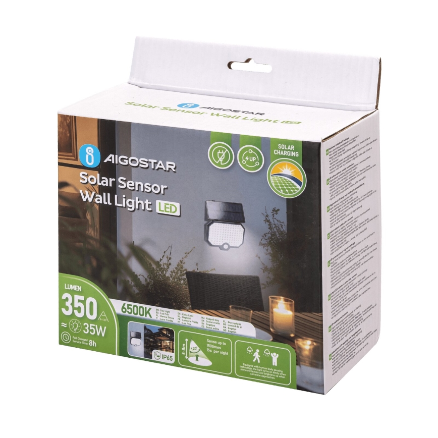 Aigostar - LED-Solarleuchte mit Bewegungssensor LED/2,4W/3,7V IP65