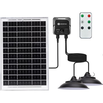 Aigostar - LED-Solarleuchte mit Sensor 2xLED / 35 W / 12 V / 6000 mAh / 6500 K / IP65 Ø 15 cm + Fernbedienung