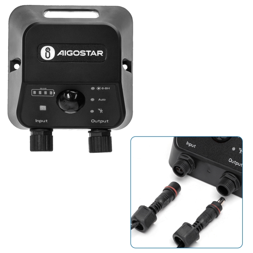 Aigostar - LED Solar-Pendelleuchte mit Sensor, 35 W, 12 V, 3000 mAh, 6500 K, IP65, Ø 10 cm + Fernbedienung