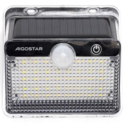 Aigostar - LED-Solarleuchte mit Sensor LED/3,7V 6500K 1200 mAh IP65 schwarz