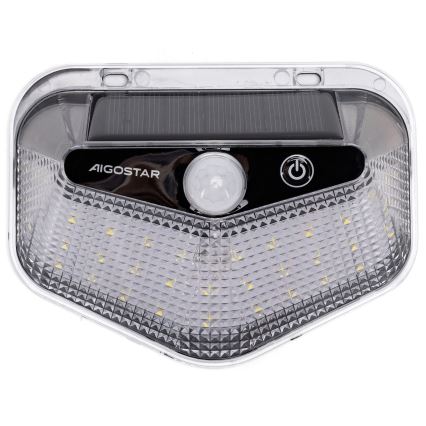 Aigostar - LED Solarleuchte mit Sensor LED/3,7V 6500K 500 mAh IP65 schwarz