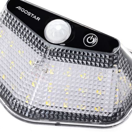 Aigostar - LED Solarleuchte mit Sensor LED/3,7V 6500K 500 mAh IP65 schwarz