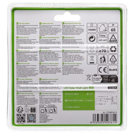 Aigostar - LED-Solarleuchte mit Sensor LED/3,7V 6500K 500 mAh IP65 schwarz