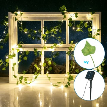 Aigostar - LED-Solarlichterkette 100xLED/12m IP65 warmweiβ Efeu