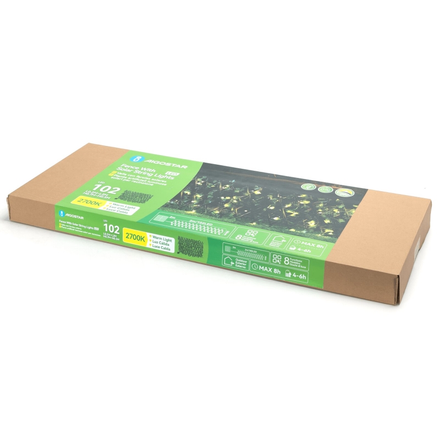 Aigostar - LED-Solarlichterkette 102xLED/2x0,7m IP65 warmweiβ Efeu