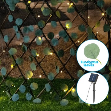 Aigostar - LED-Solarlichterkette 102xLED/2x0,7m IP65 warmweiβ Eukalyptus