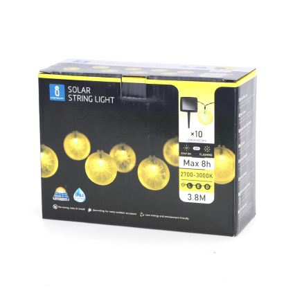 Aigostar - LED-Solarlichterkette 10xLED/3,8m IP44 600 mAh warmweiβ
