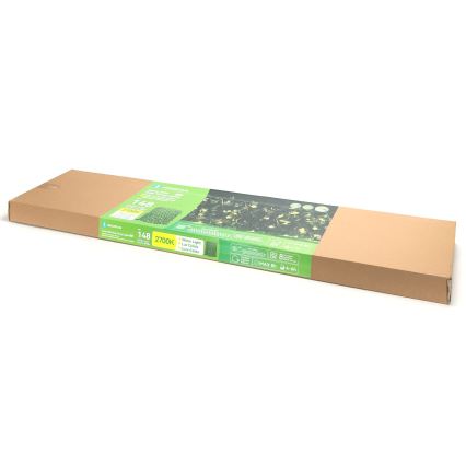 Aigostar - LED-Solarlichterkette 148xLED/2x1,2m IP65 warmweiβ Efeu
