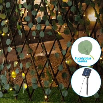 Aigostar - LED-Solarlichterkette 148xLED/2x1,2m IP65 warmweiβ Eukalyptus