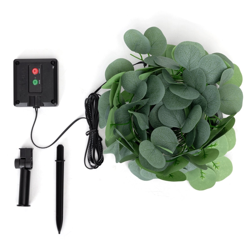 Aigostar - LED-Solarlichterkette 50xLED/7m IP65 warmweiβ Eukalyptus