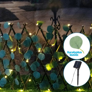 Aigostar - LED-Solarlichterkette 56xLED/2x0,4m IP65 warmweiβ Eukalyptus