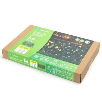 Aigostar - LED-Solarlichterkette 56xLED/2x0,4m IP65 warmweiβ Eukalyptus