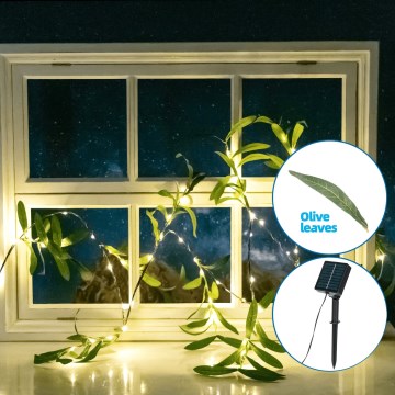 Aigostar - LED-Solarlichterkette 60xLED/4m IP65 warmweiβ Olive