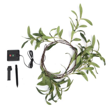 Aigostar - LED-Solarlichterkette 60xLED/4m IP65 warmweiβ Olive