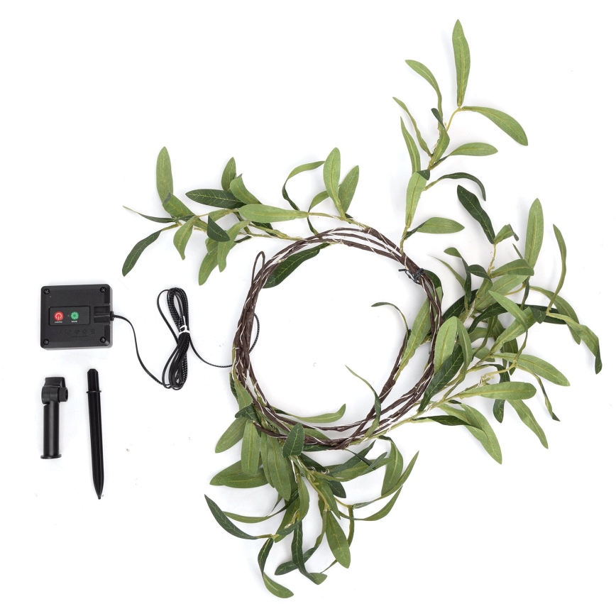 Aigostar - LED-Solarlichterkette 60xLED/4m IP65 warmweiβ Olive