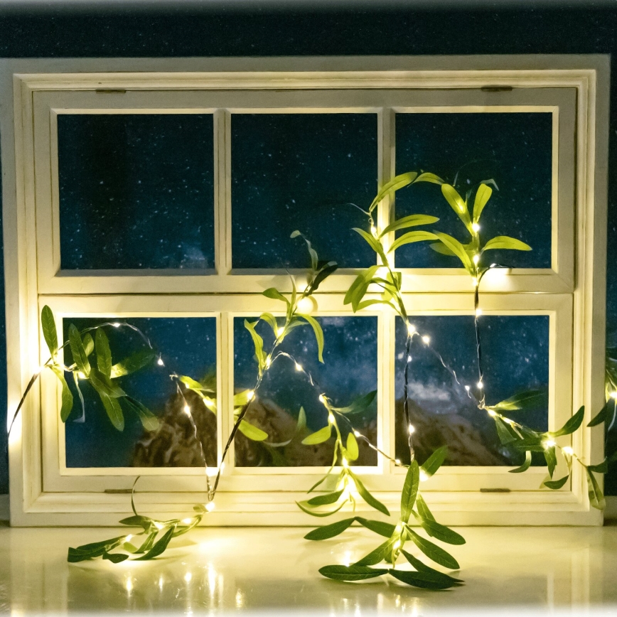 Aigostar - LED-Solarlichterkette 60xLED/4m IP65 warmweiβ Olive