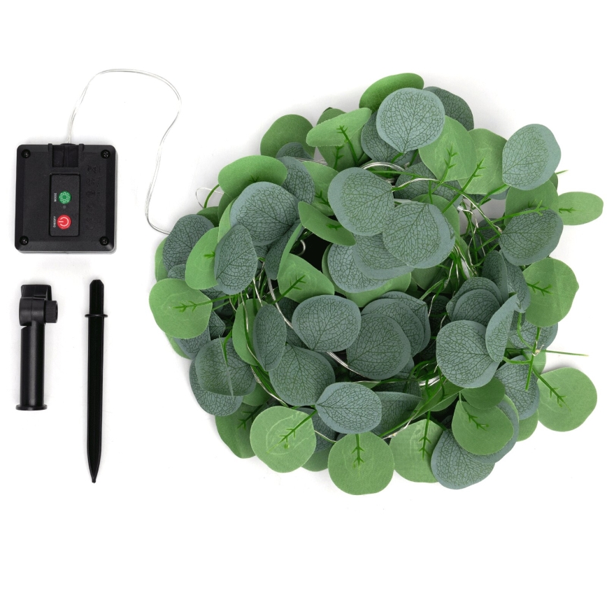 Aigostar - LED-Solarlichterkette 70xLED/4x1m IP65 warmweiβ Eukalyptus