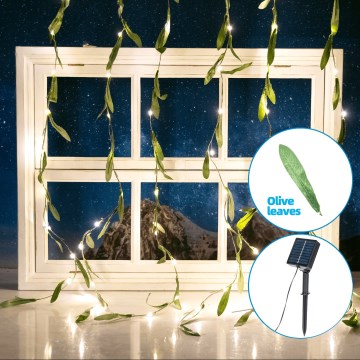Aigostar - LED-Solarlichterkette 70xLED/4x1m IP65 warmweiβ Olive