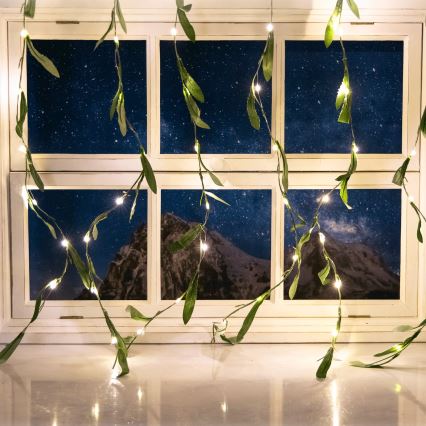 Aigostar - LED-Solarlichterkette 70xLED/4x1m IP65 warmweiβ Olive