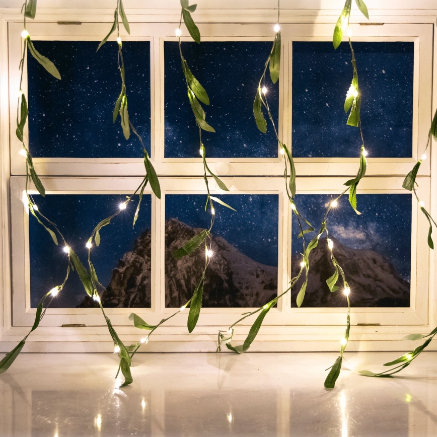 Aigostar - LED-Solarlichterkette 70xLED/4x1m IP65 warmweiβ Olive