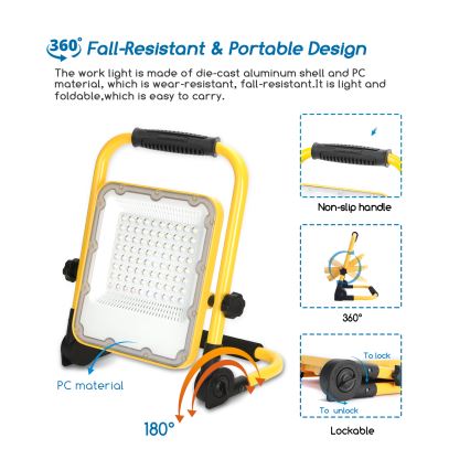 Aigostar - LED dimmbarer wiederaufladbarer Fluter LED/50W/5V 6500K IP65