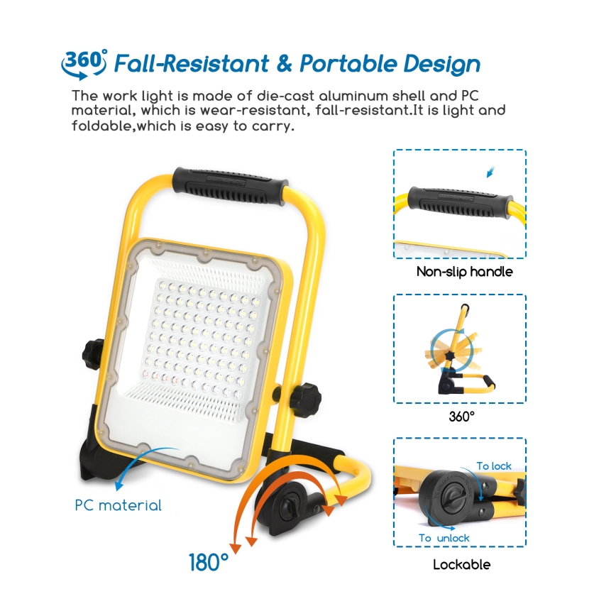 Aigostar - LED dimmbarer wiederaufladbarer Fluter LED/50W/5V 6500K IP65
