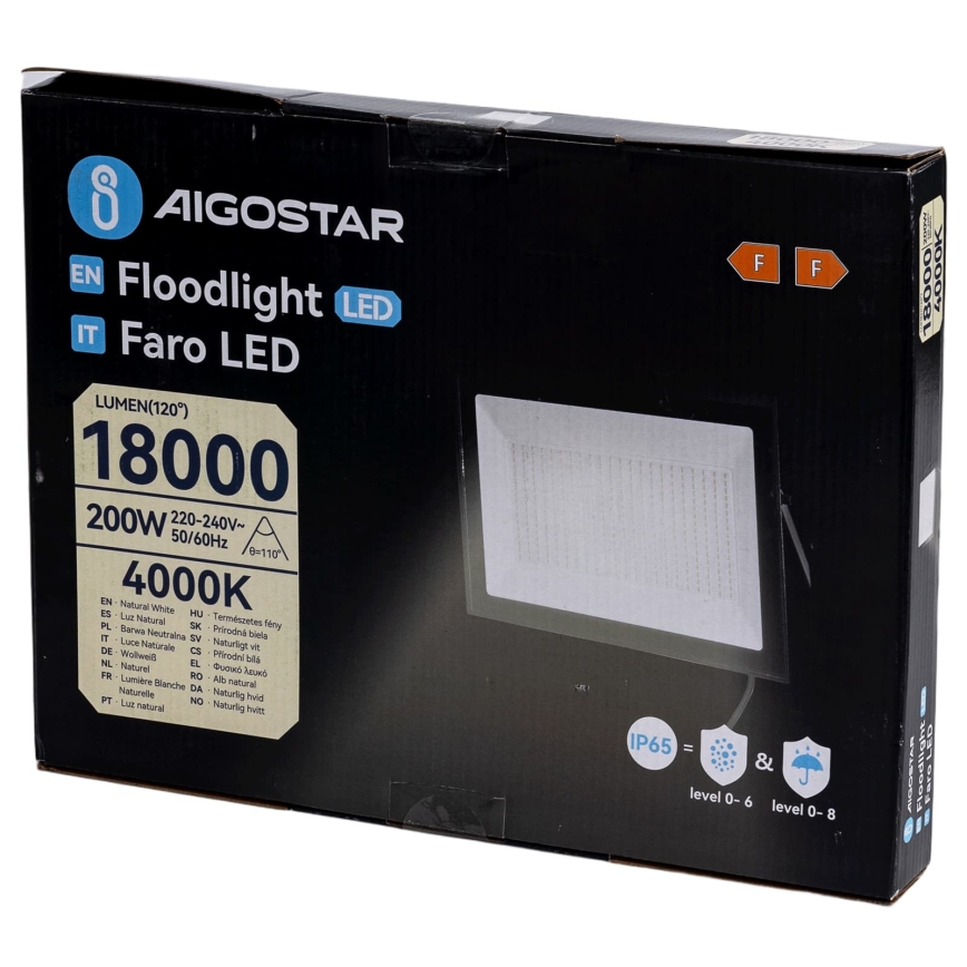 Aigostar - LED-Strahler LED/200W/230V 4000K IP65 schwarz