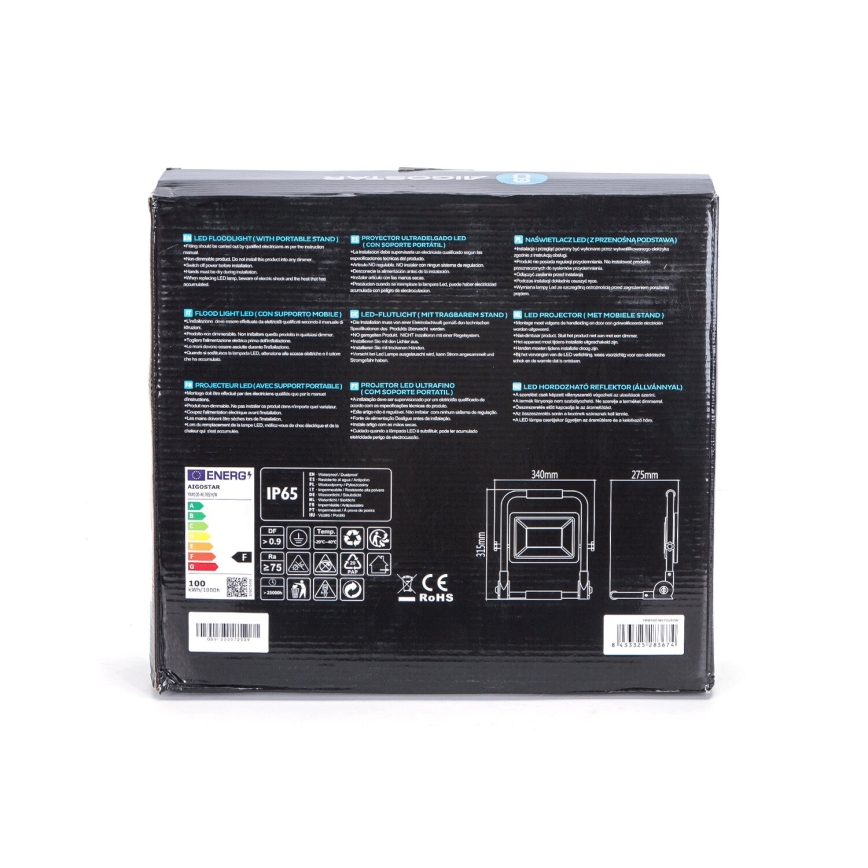 Aigostar - LED-Strahler mit Stativ LED/100W/230V 6500K IP65